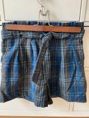 Short tartan bleu