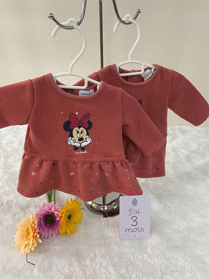 Jumelles: 2 robes rouge rouille  Minnie Disney Baby 62 nickel - photo numéro 1