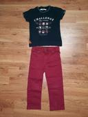 Ensemble Terre de Marins. 3 ans. Tshirt bleu + jeans rouge