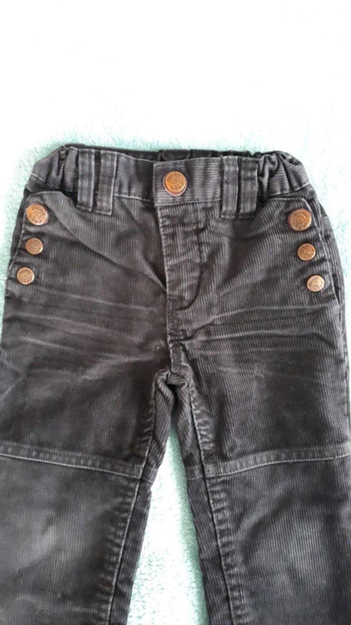 Pantalon garçon velours finement côtelé bleu gris foncé Orchestra 3 ans - photo numéro 2