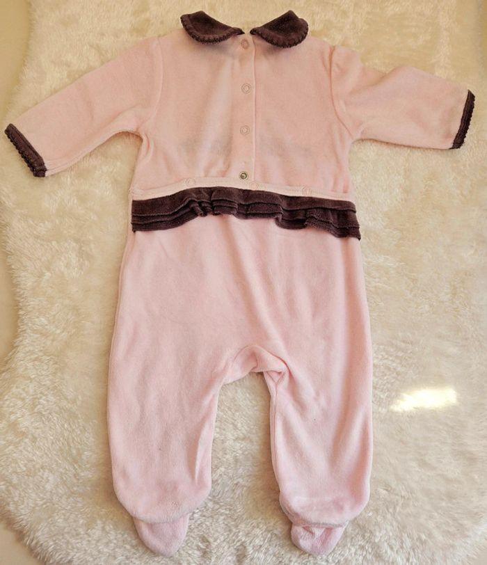 Pyjama en velours grenouillère 1 pièce et body, rose pale et blanc,Petit Kimbaloo-3mois - photo numéro 3