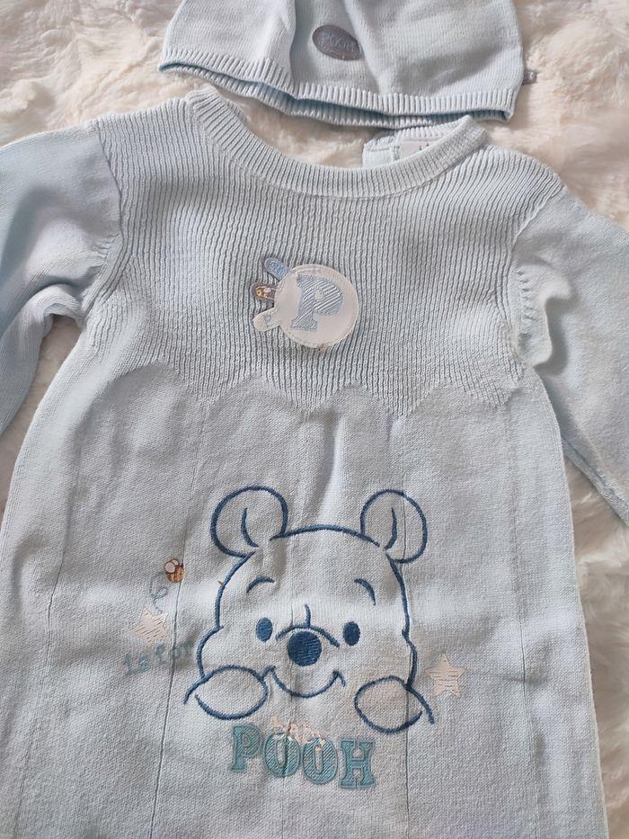 Pyjama et bonnet bleu ciel Winnie l'ourson Disney taille 3-6 mois - photo numéro 2