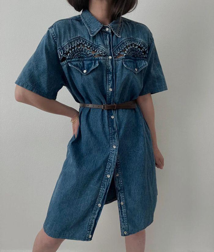 Robe chemise denim ajouré - photo numéro 13