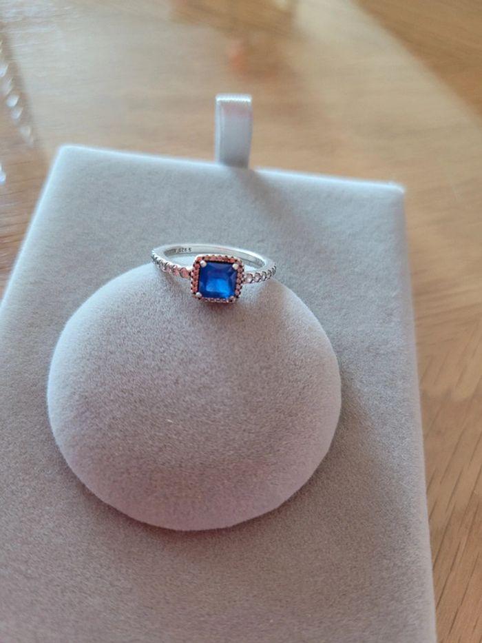 Bague Halo Bleu Carré Scintillant pandora taille 54 - photo numéro 6