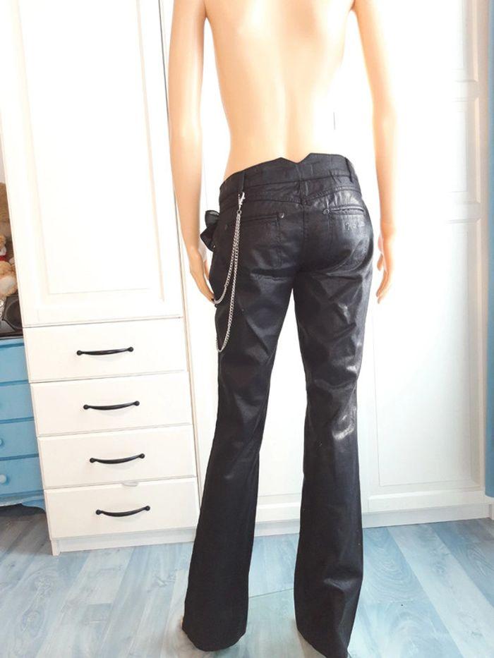 Pantalon jean évasé de fête noir brillant morgan femme 40 L - photo numéro 11