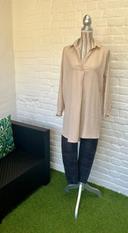 Chemise longue effet lin beige