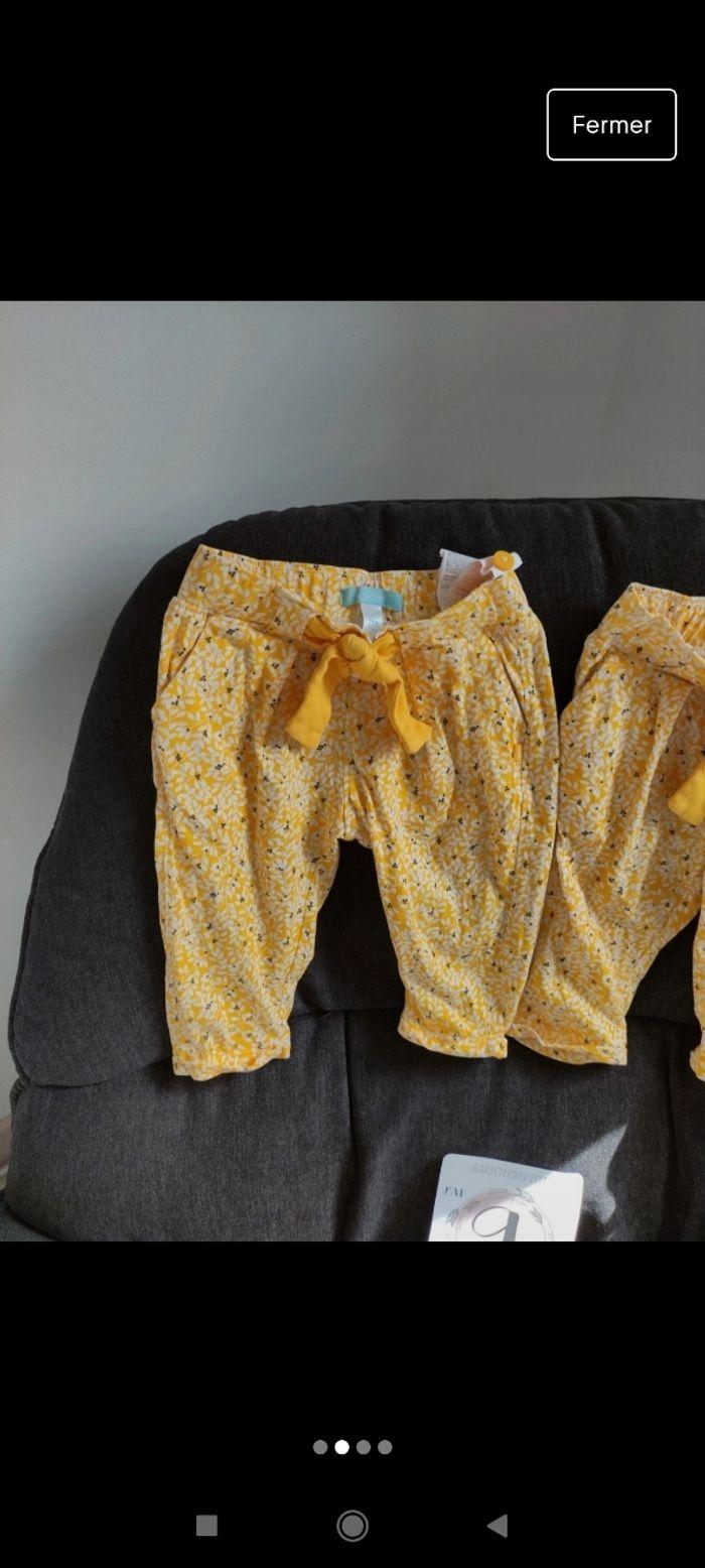 Pantalon Obaibi jaune 9 mois jumelles - photo numéro 2