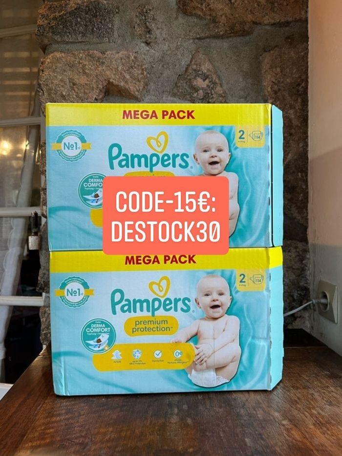 Lot 2 cartons Pampers Taille 2 : 228 Couches (2*114) - photo numéro 1