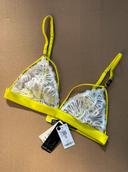 Soutien-gorge triangle jaune et dentelles blanche