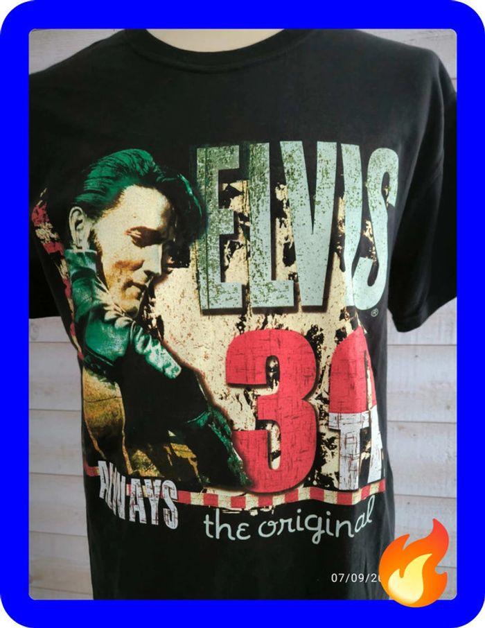 Tee shirt noir avec graphique Elvis Presley taille m - photo numéro 2