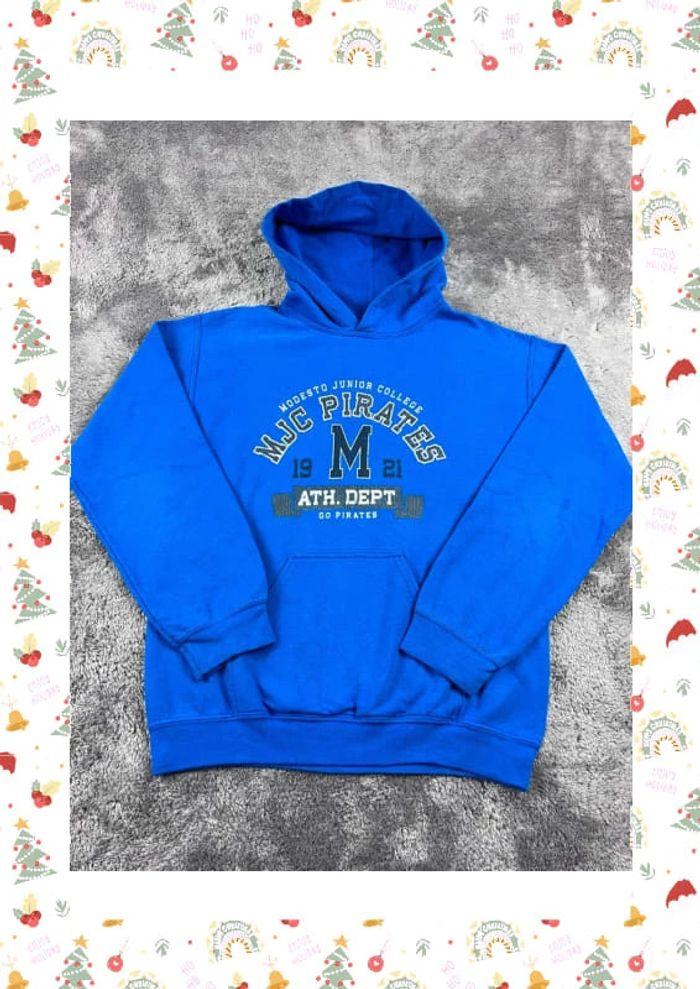 👕 Sweat à capuche Veste University Rare Vintage y2k 90s 2000s MJC Pirates College Bleu Taille S 👕 - photo numéro 1