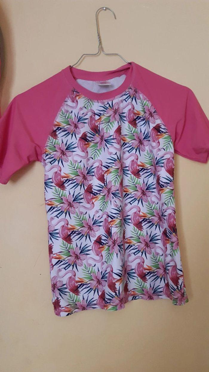 Tee-shirt de plage flamant rose 9-10 ans - photo numéro 2