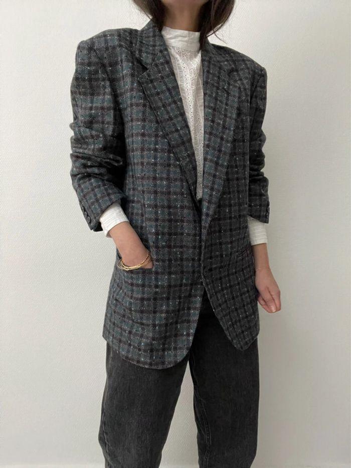 Oversized blazer effet carreaux 100% laine - photo numéro 11