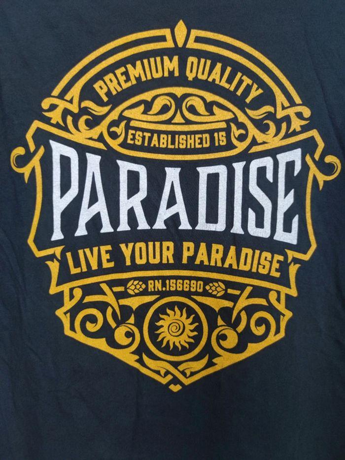 T-shirt Live Your Paradise Y2k Vintage Noir Taille M Homme - photo numéro 5