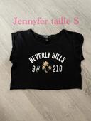 T-shirt court crop top à manches courtes noir série Beverly hills 90210 Jennyfer taille M