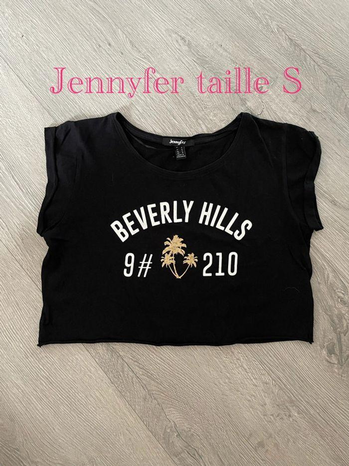 T-shirt court crop top à manches courtes noir série Beverly hills 90210 Jennyfer taille M - photo numéro 1