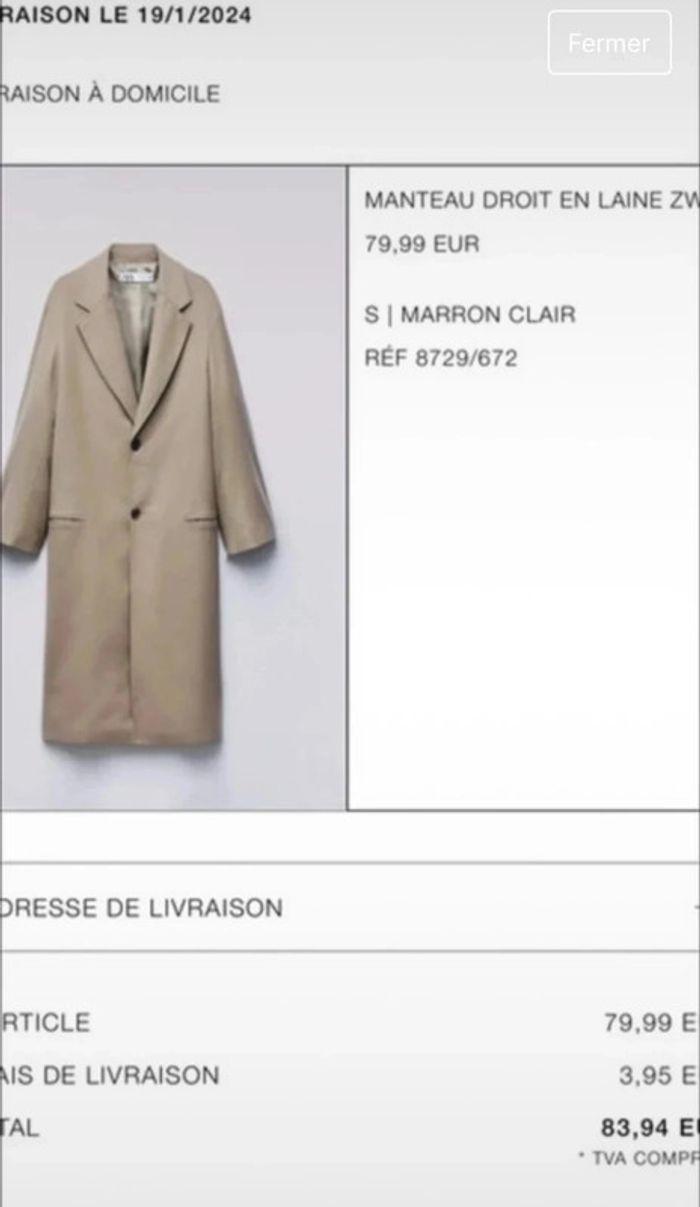 Manteau Zara en Laine - photo numéro 3