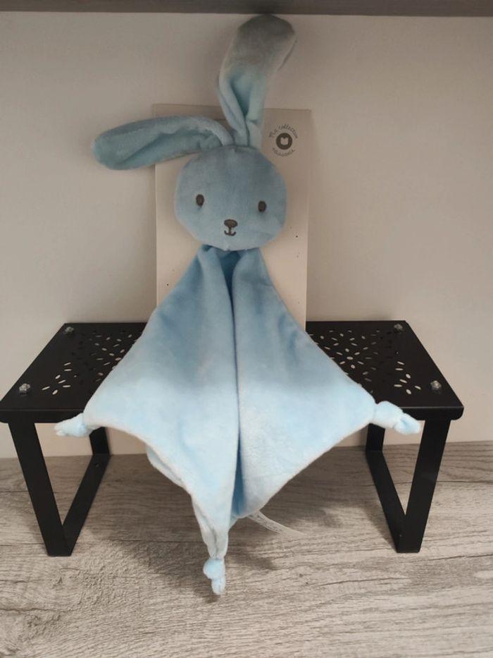 Doudou mouchoir lapin bleu - photo numéro 2