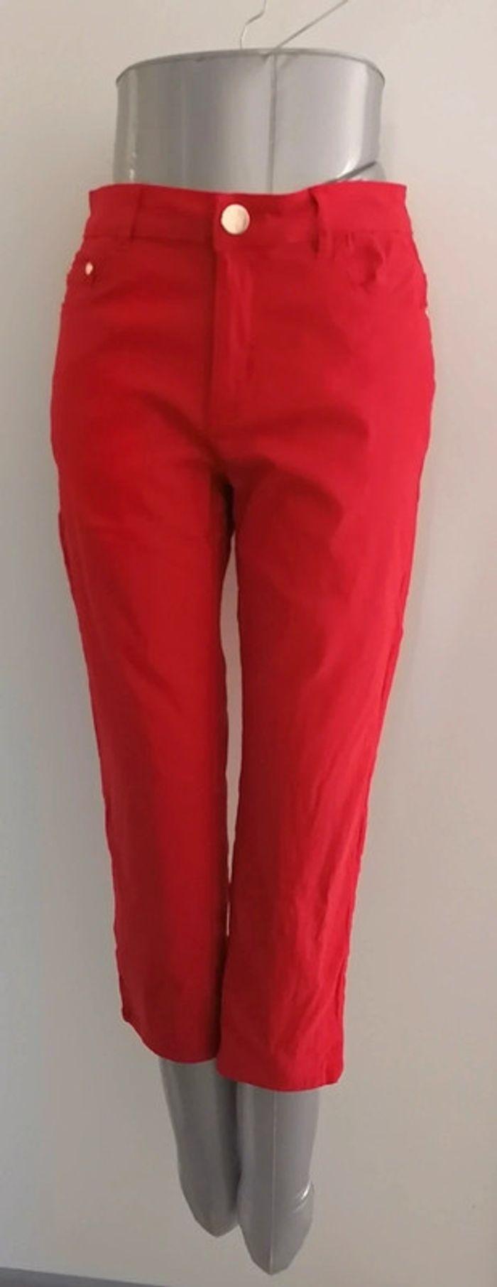 Panta-court rouge doré jean stretch Taille M Cherry Berry - photo numéro 2