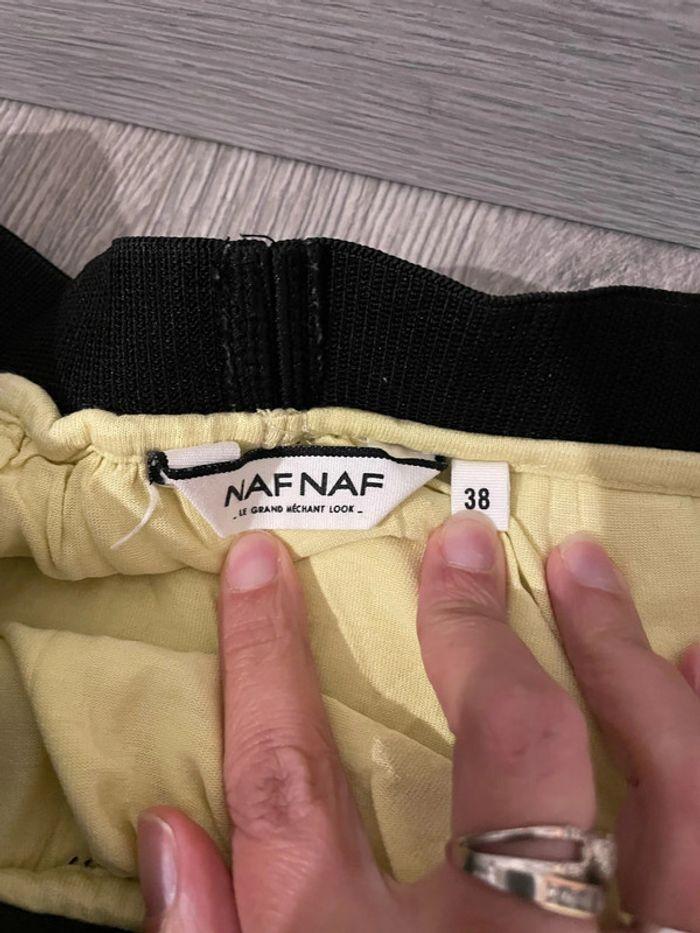 Jupe tulipe portefeuille jaune clair et noir taille élastique Naf Naf taille 38 - photo numéro 3