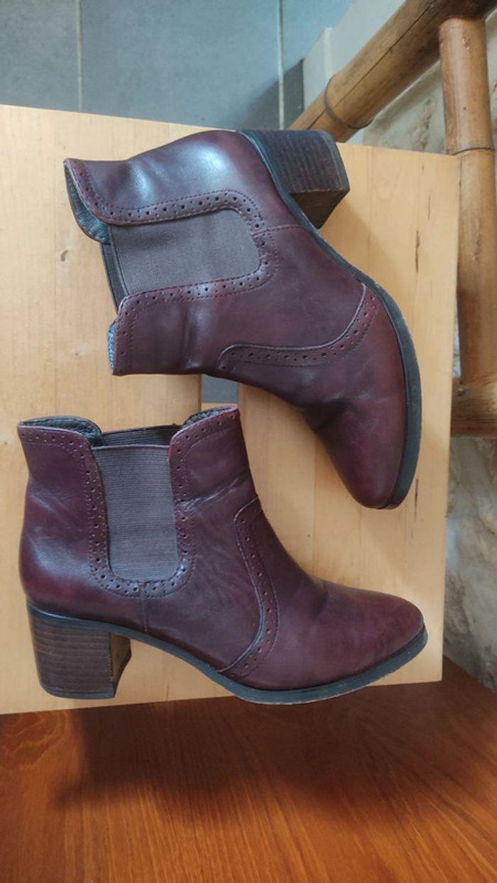 Bottines André cuir bordeaux / marron taille 36 - photo numéro 4