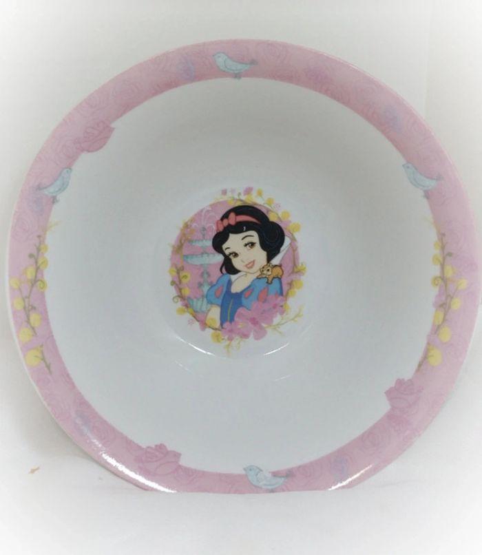 Assiette porcelaine creuse soupe Disney princess blanche neige snow white rose blanc oiseau écureuil - photo numéro 1