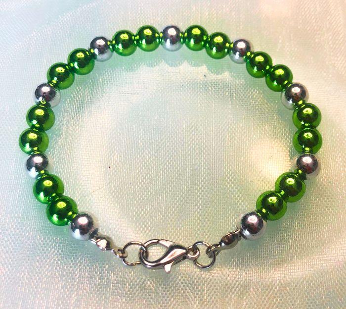 Bracelet avec perles 6mm – Vert et Argent - photo numéro 2