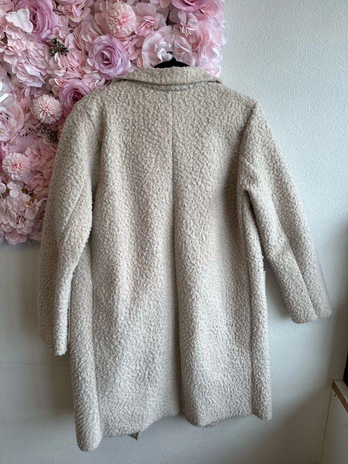 Manteau teddy, Fabriqué en Italie mi-long en bouclette crème, S/M - photo numéro 9