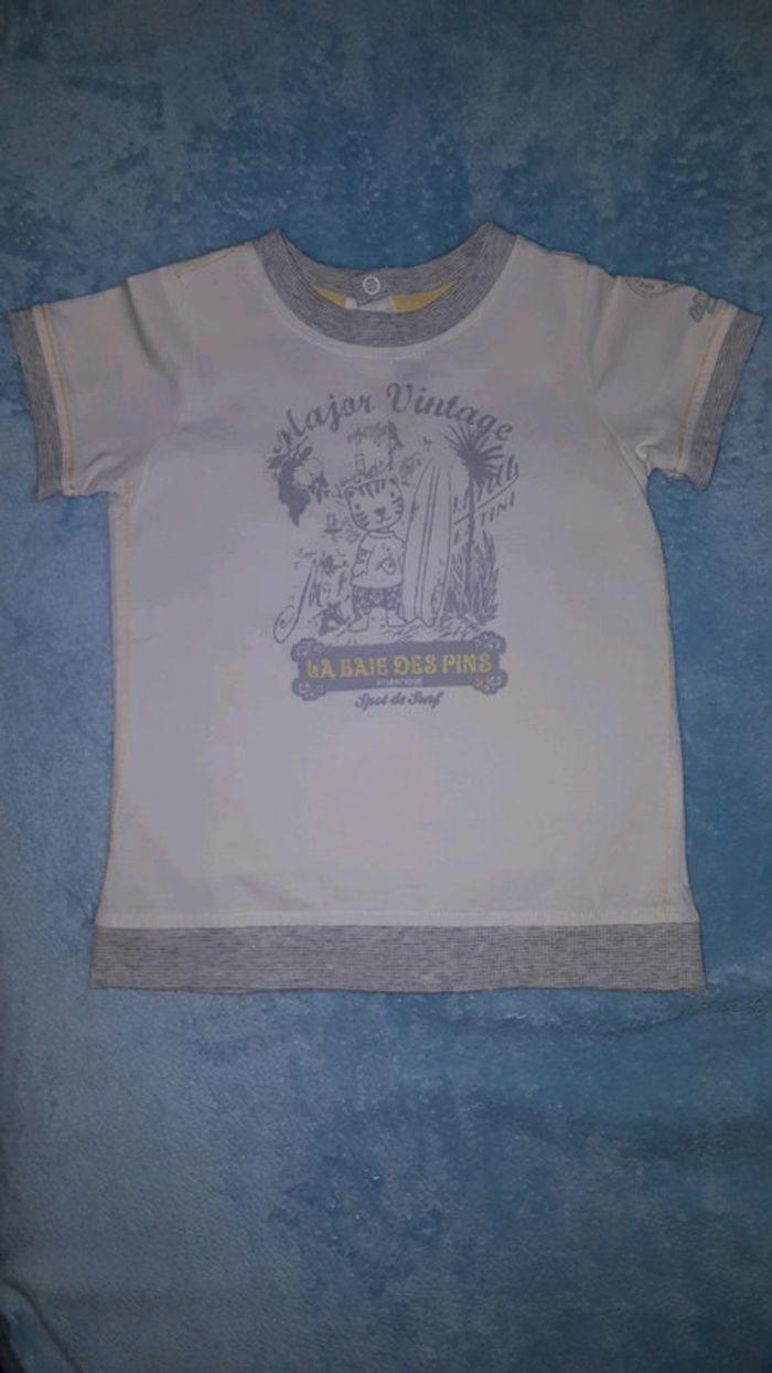 T-shirt manches courtes garçon blanc gris jaune tigre surf Sergent Major 2 ans - photo numéro 1