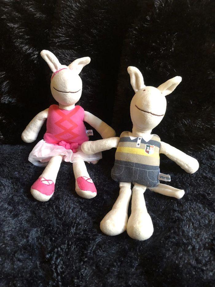 couple doudous peluches ânes vertbaudet - photo numéro 1