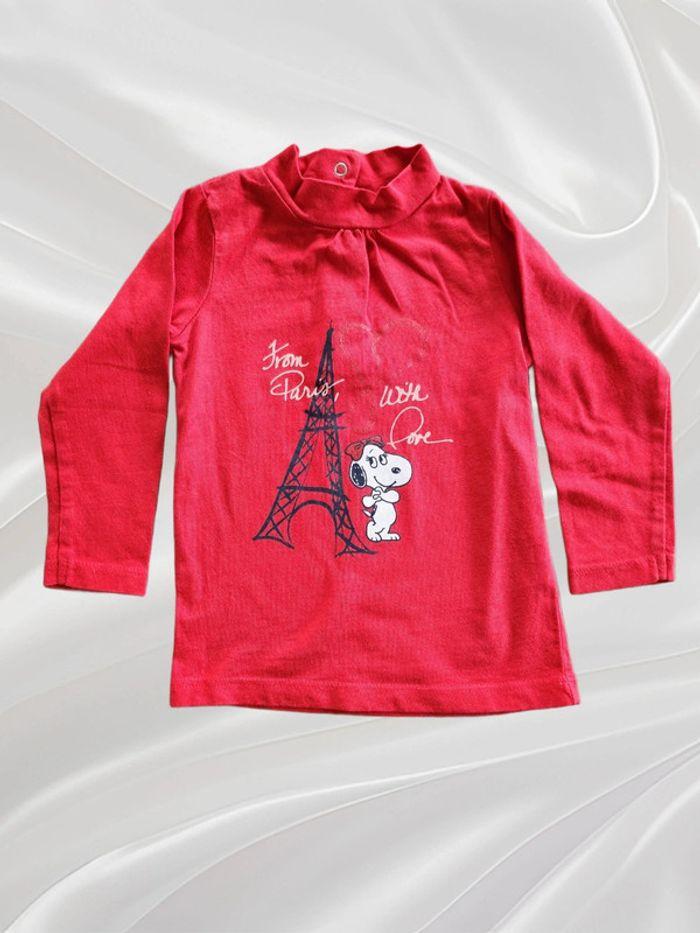 T-shirt haut manches longues Snoopy fille 12 mois - photo numéro 1