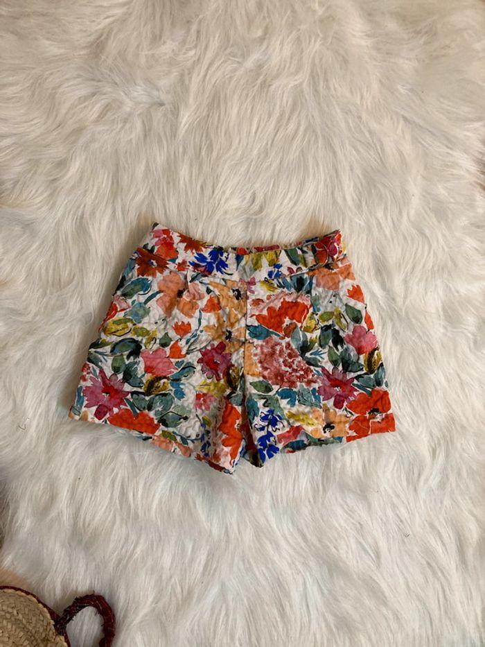 short a effet texturé et multicolore à motif fleur fille 5ans <•zara girls> - photo numéro 2