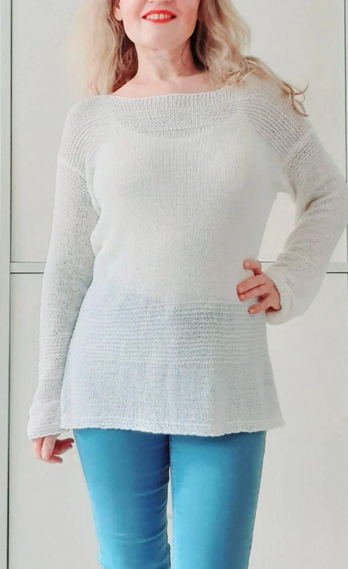 Joli pull long blanc ecru tout doux. T38.  En excellent état. - photo numéro 2