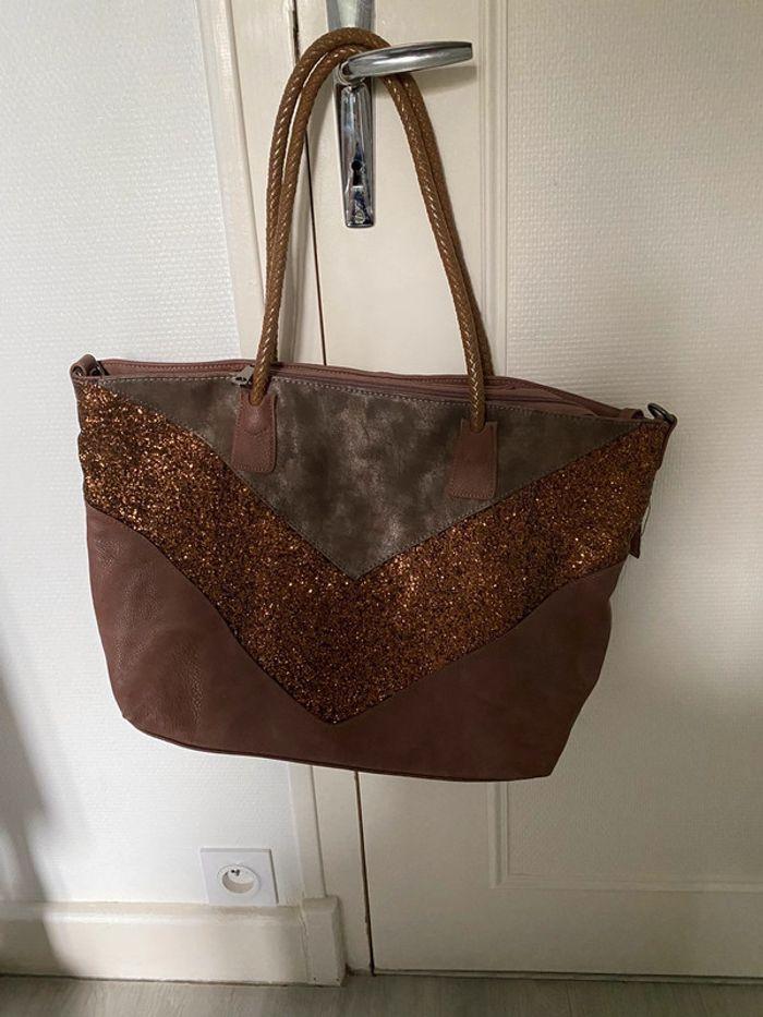 Sac marron à paillettes - photo numéro 1