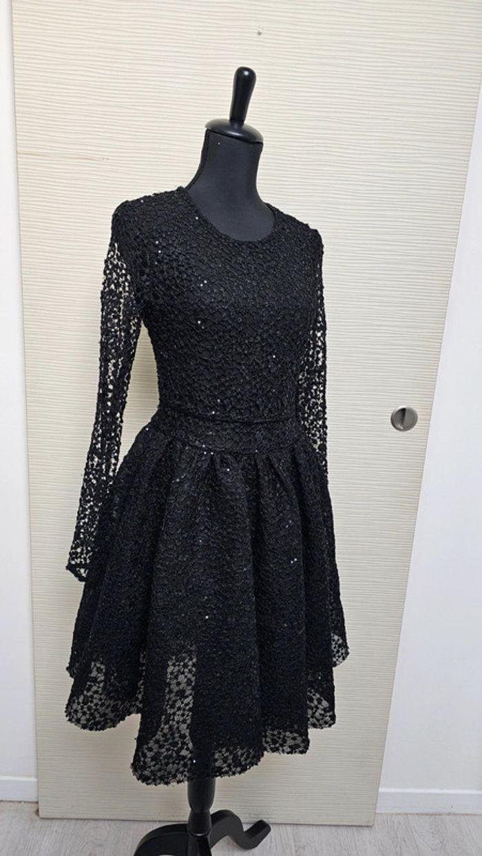 Robe noire sequins broderies plissée Maje - photo numéro 5