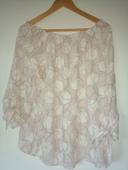 Blouse blanche rose grise T44