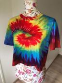 T-shirt court crop-top multicolore style hippie vintage 70s