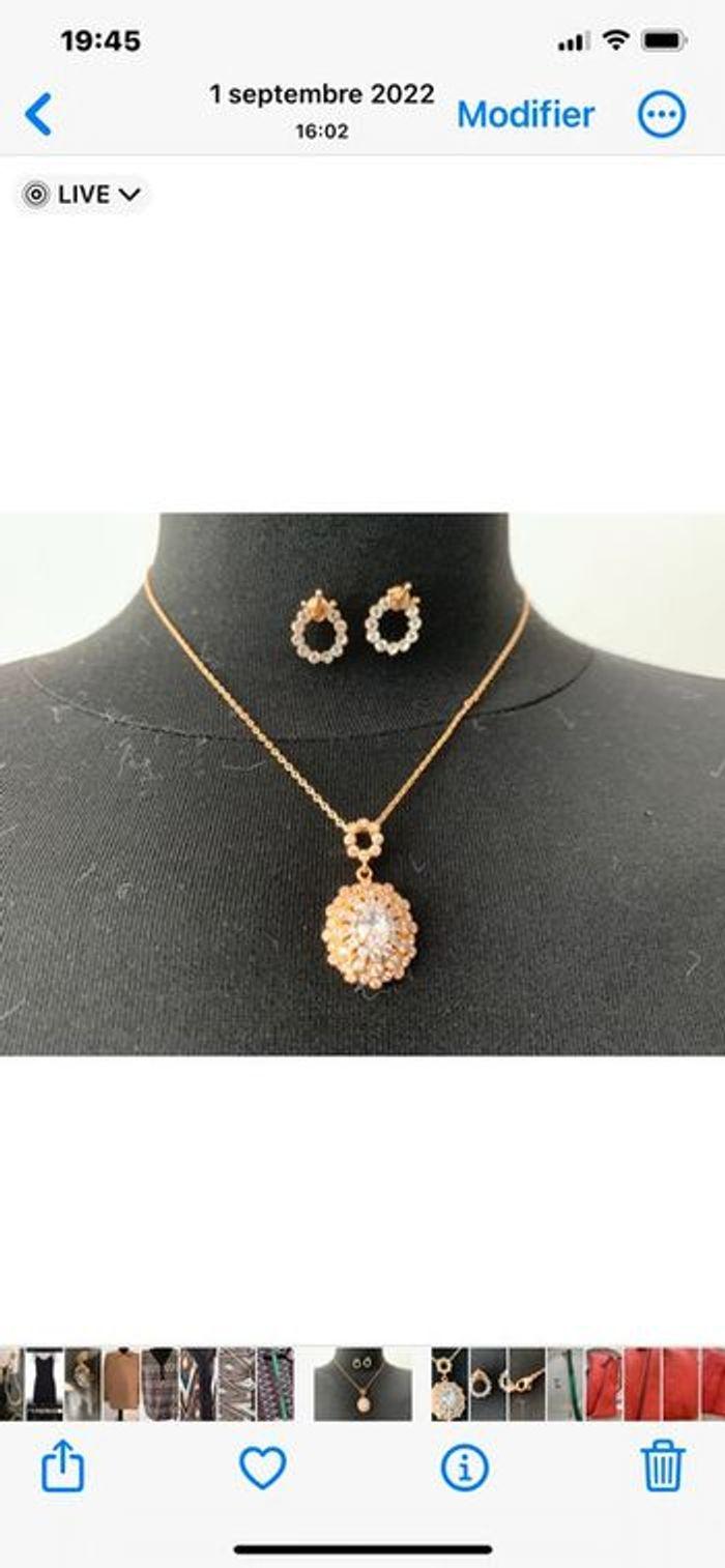 Ensemble Collier et boucles d’oreilles avec strass - photo numéro 2