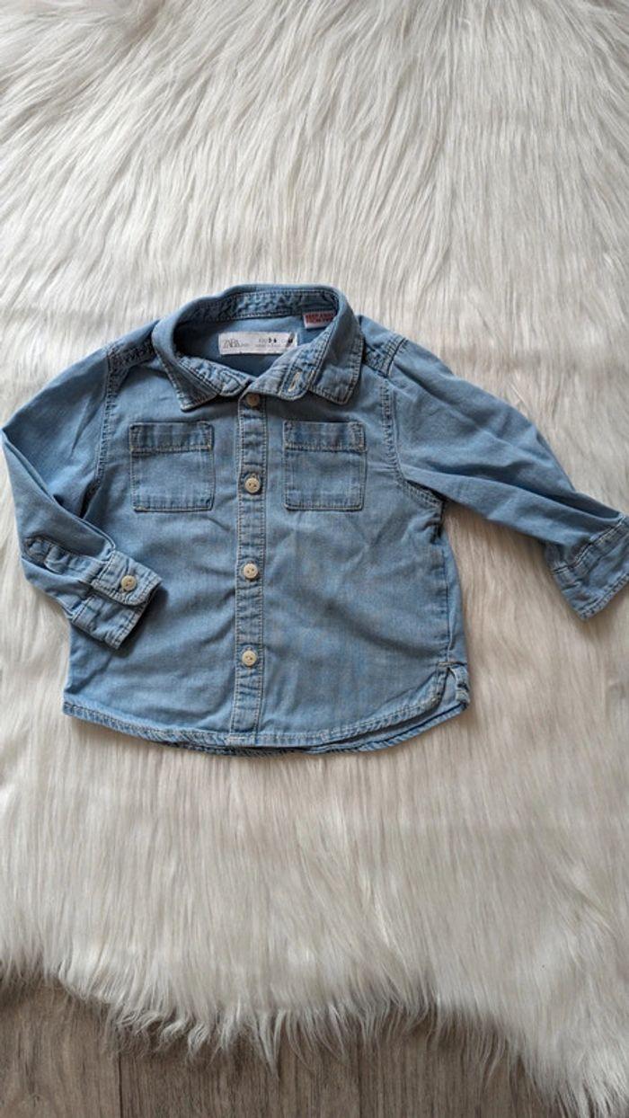 Chemise en jean, garçon 6mois " Zara " - photo numéro 1