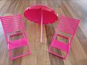 Lot 2 bains de soleil rose et parasol barbie ou lutin farceur