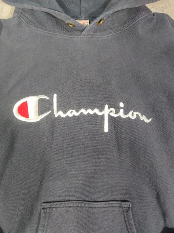 Sweat à Capuche Champion Bleu Marine Logo Brodé Taille S Homme - photo numéro 3