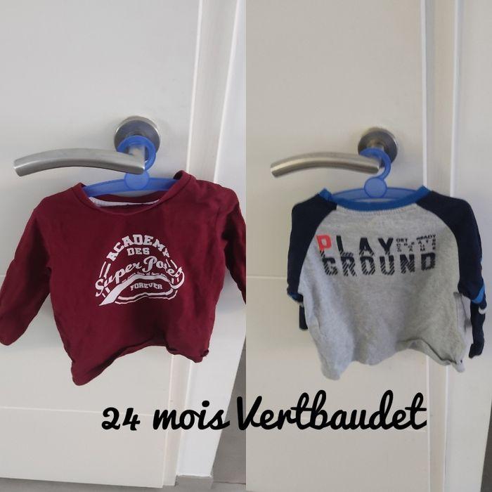 Lot 2 teeshirts manches longues 24 mois Vertbaudet - photo numéro 1