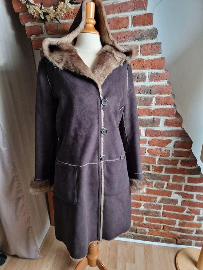 Manteau peau lainée et fausse fourrure Caroll 42 - photo numéro 1