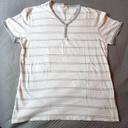 T-shirt gemo blanc rayures grises col V taille XL