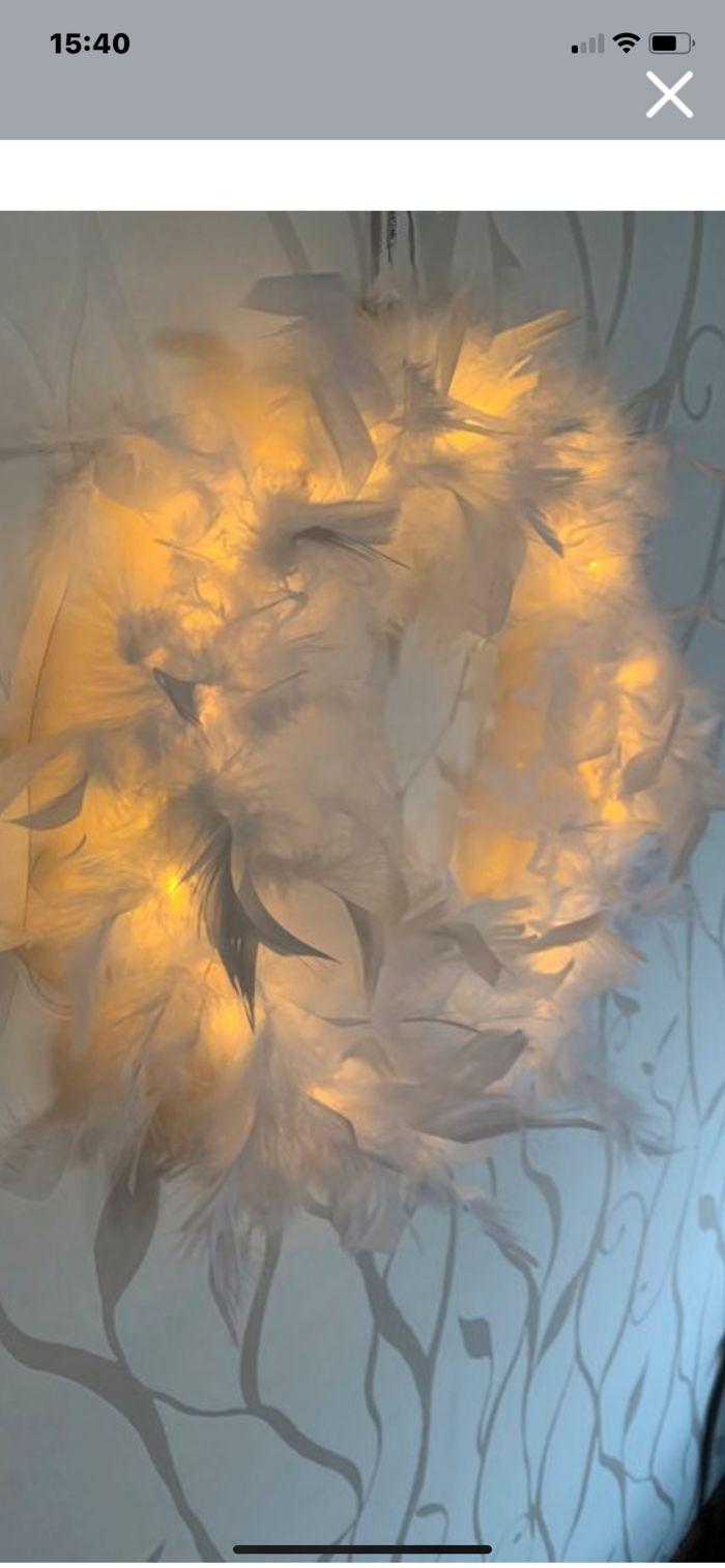 Couronne lumineuse plumes blanches - photo numéro 3