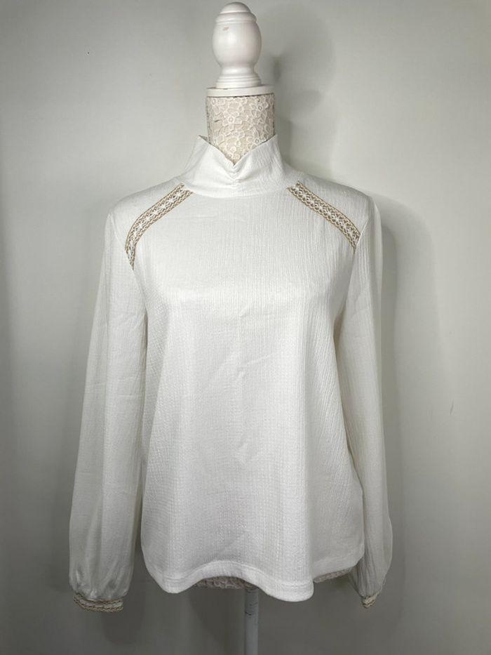 Blouse col cheminée blanc - photo numéro 1