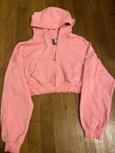 Sweat crop zippé rose neuf