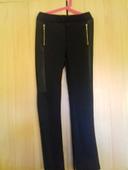 Pantalon noir bandes simili cuir