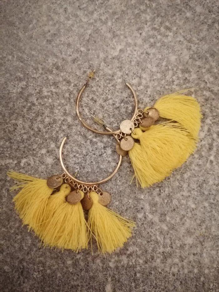 Boucles d'oreilles pompoms jaune