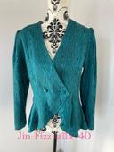 Veste blazer fluide légère bleu vert canard à motifs boutons devant Jin-fizz taille 40